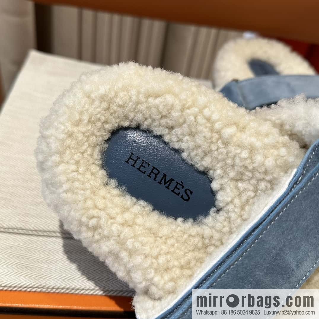 Hermès Lamb Wool Chypre Sandals