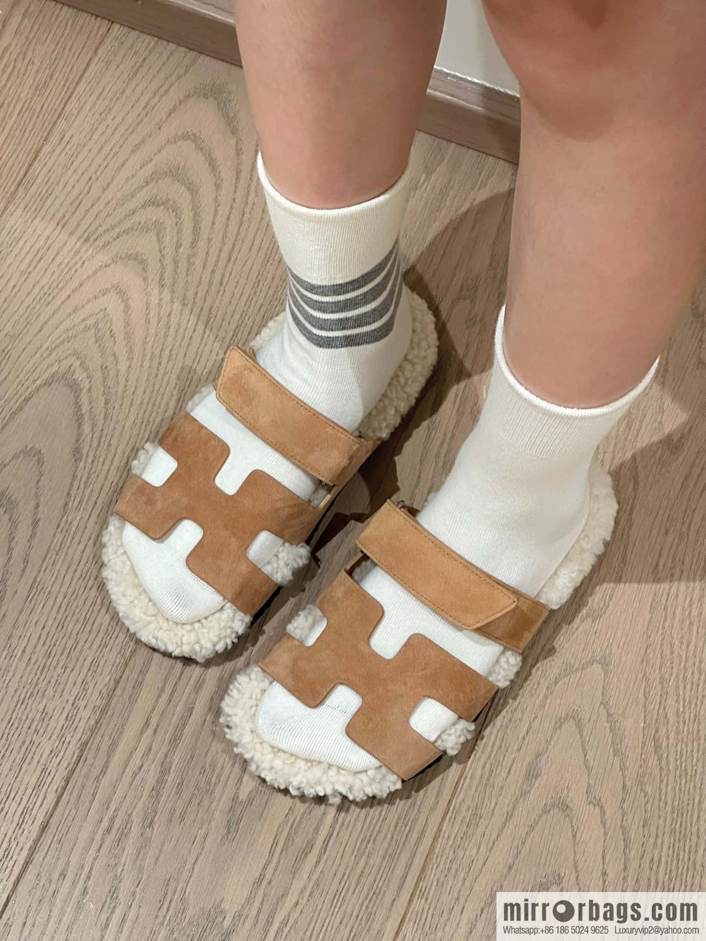Hermès Lamb Wool Chypre Sandals