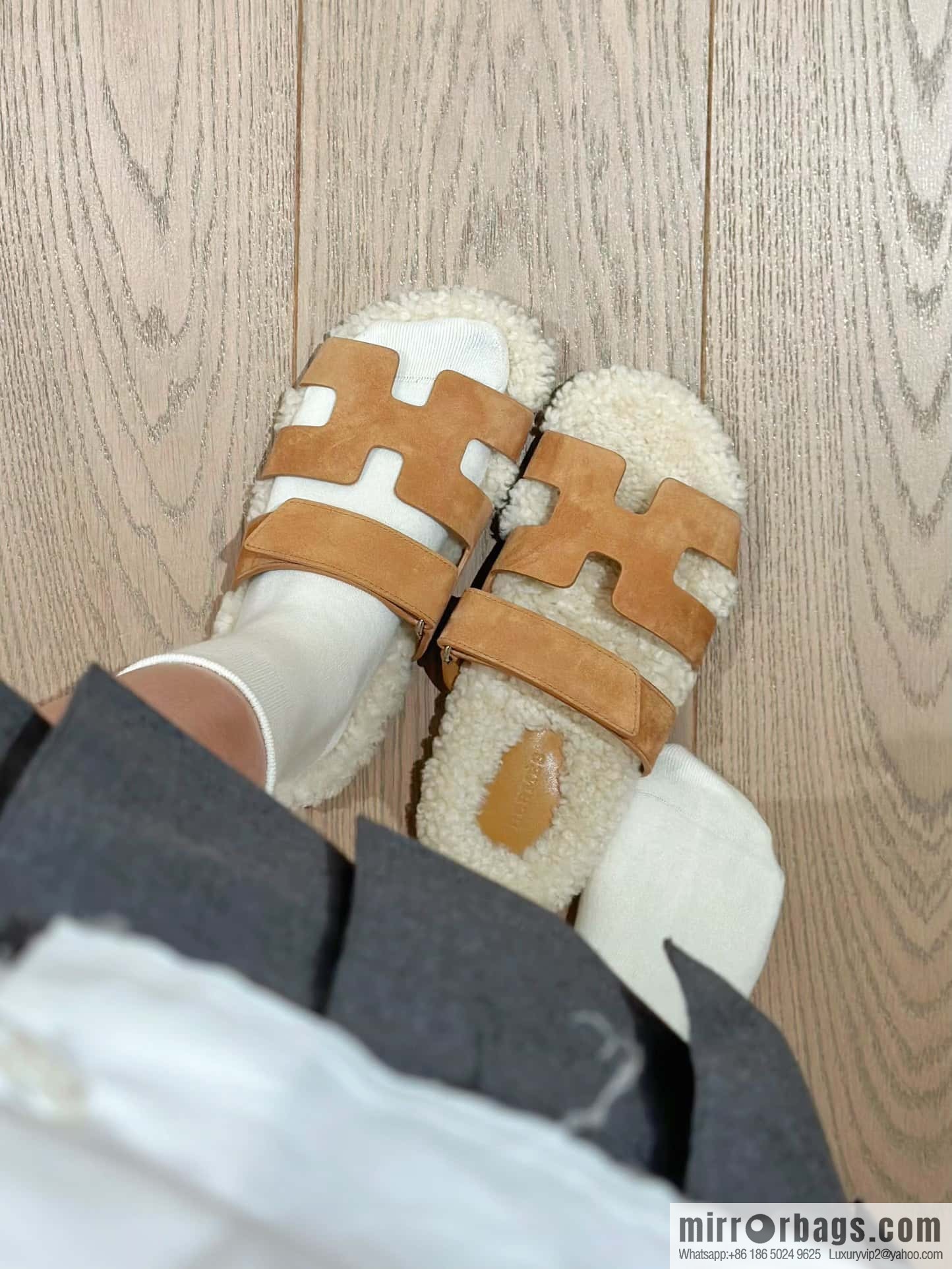 Hermès Lamb Wool Chypre Sandals