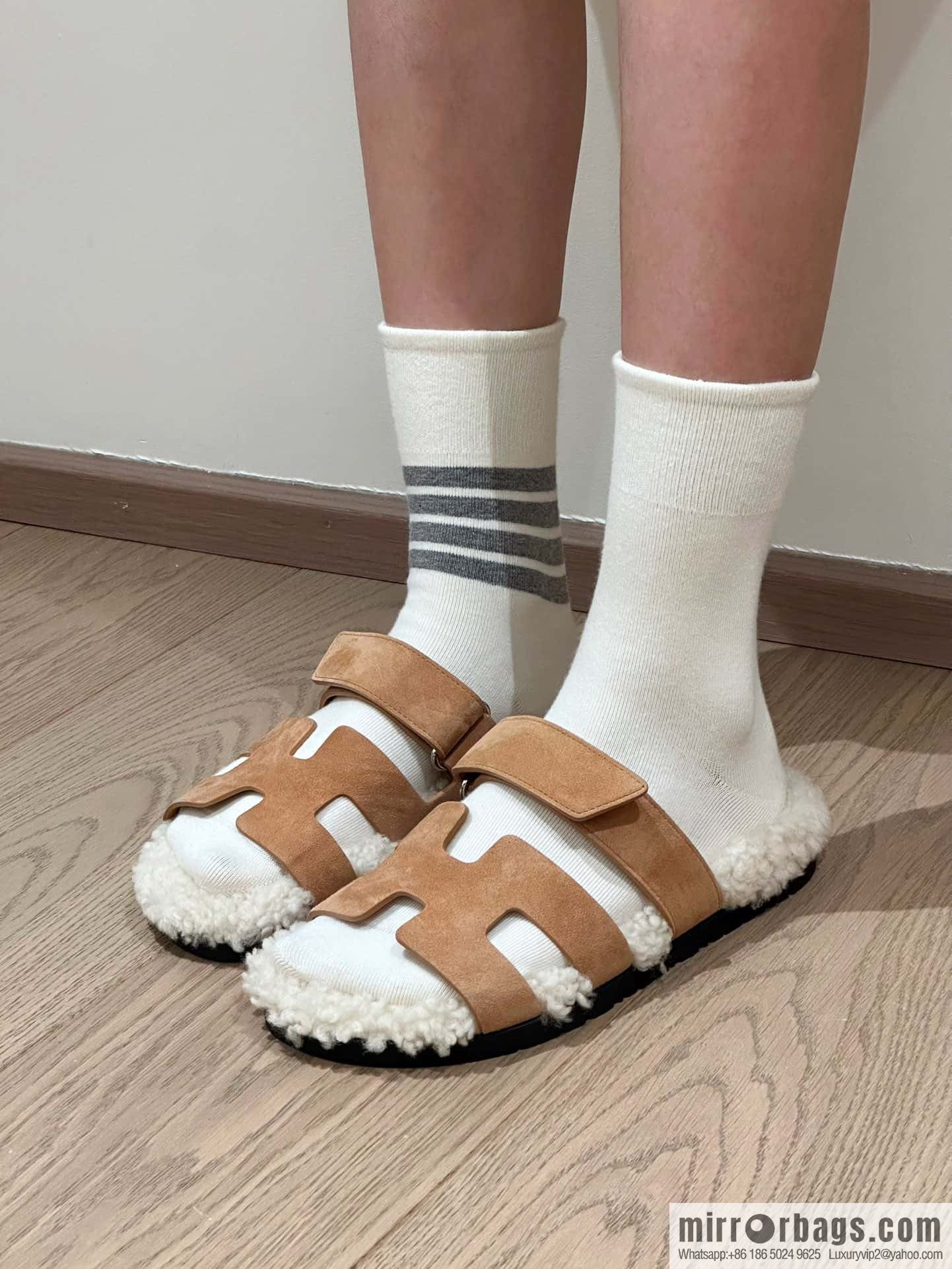 Hermès Lamb Wool Chypre Sandals