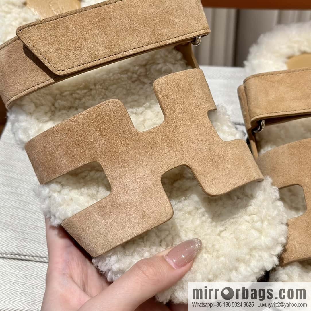 Hermès Lamb Wool Chypre Sandals