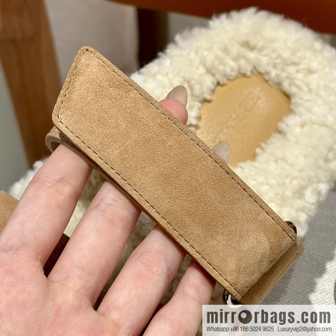 Hermès Lamb Wool Chypre Sandals