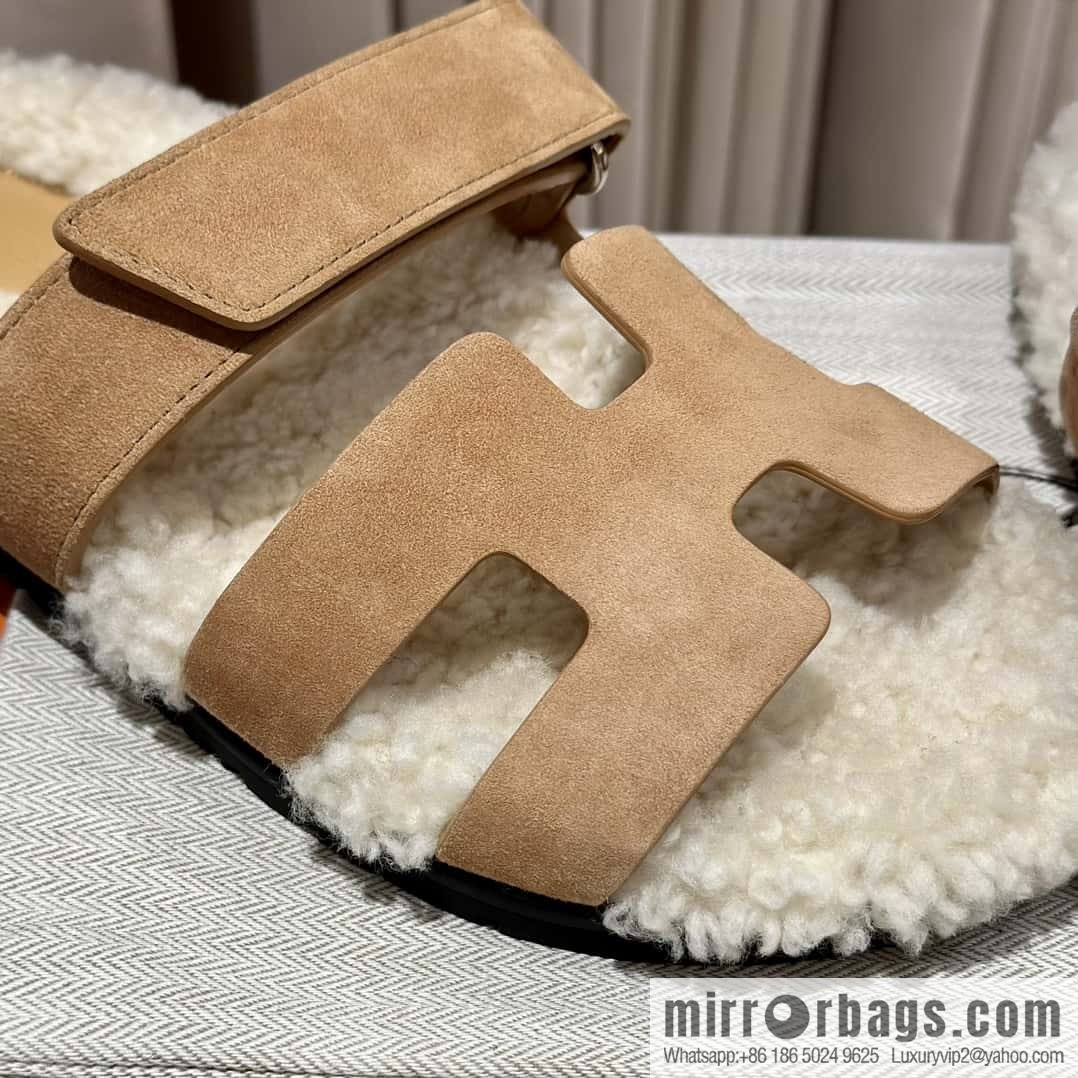 Hermès Lamb Wool Chypre Sandals