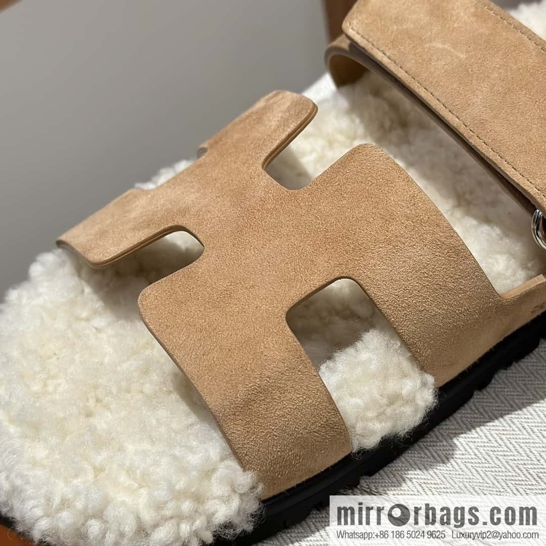 Hermès Lamb Wool Chypre Sandals