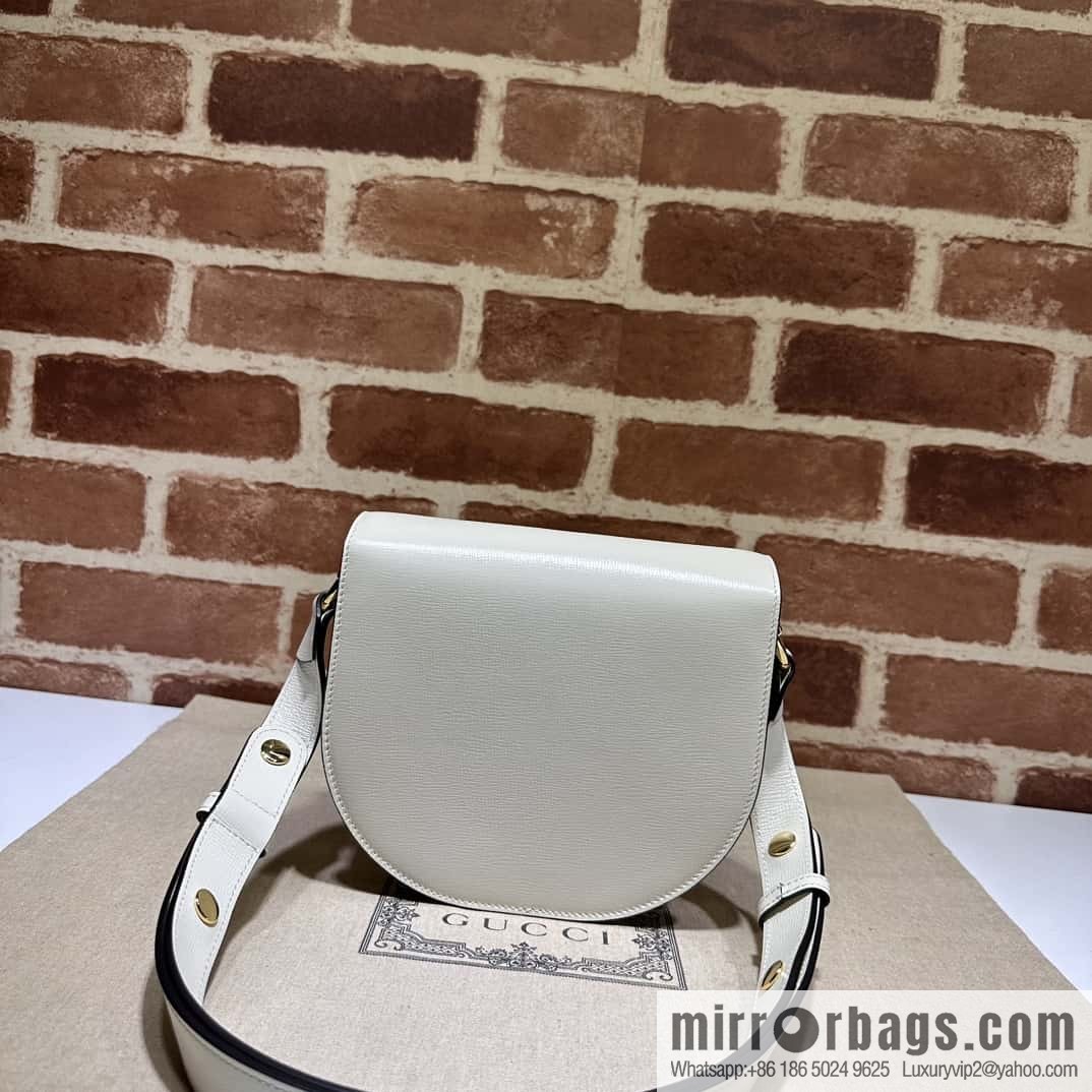 Gucci Horsebit 1955 series mini semi-circular handbag 760191 meters white full leather