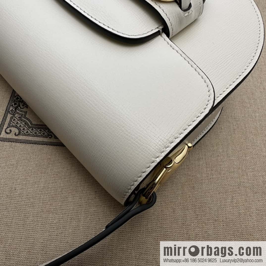 Gucci Horsebit 1955 series mini semi-circular handbag 760191 meters white full leather