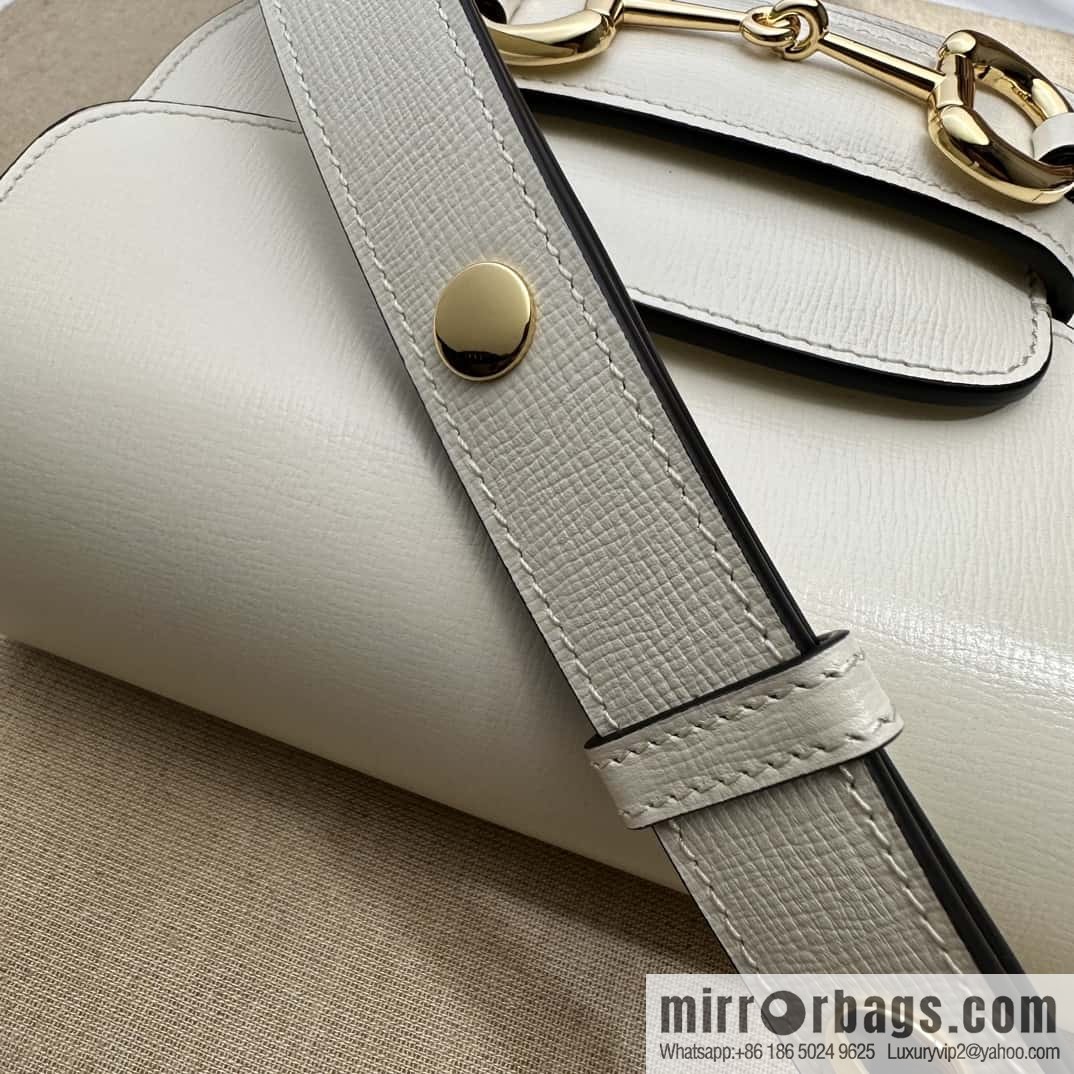 Gucci Horsebit 1955 series mini semi-circular handbag 760191 meters white full leather