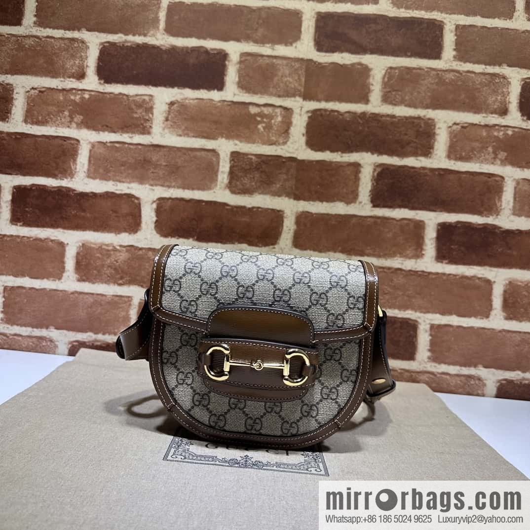 Gucci Horsebit 1955 series mini semi-circular handbag 760191 brown