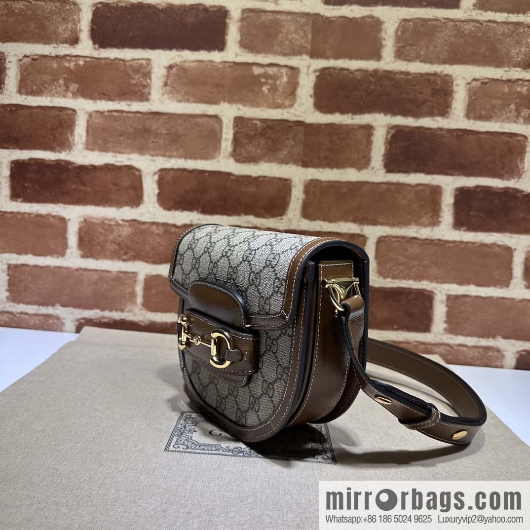 Gucci Horsebit 1955 series mini semi-circular handbag 760191 brown