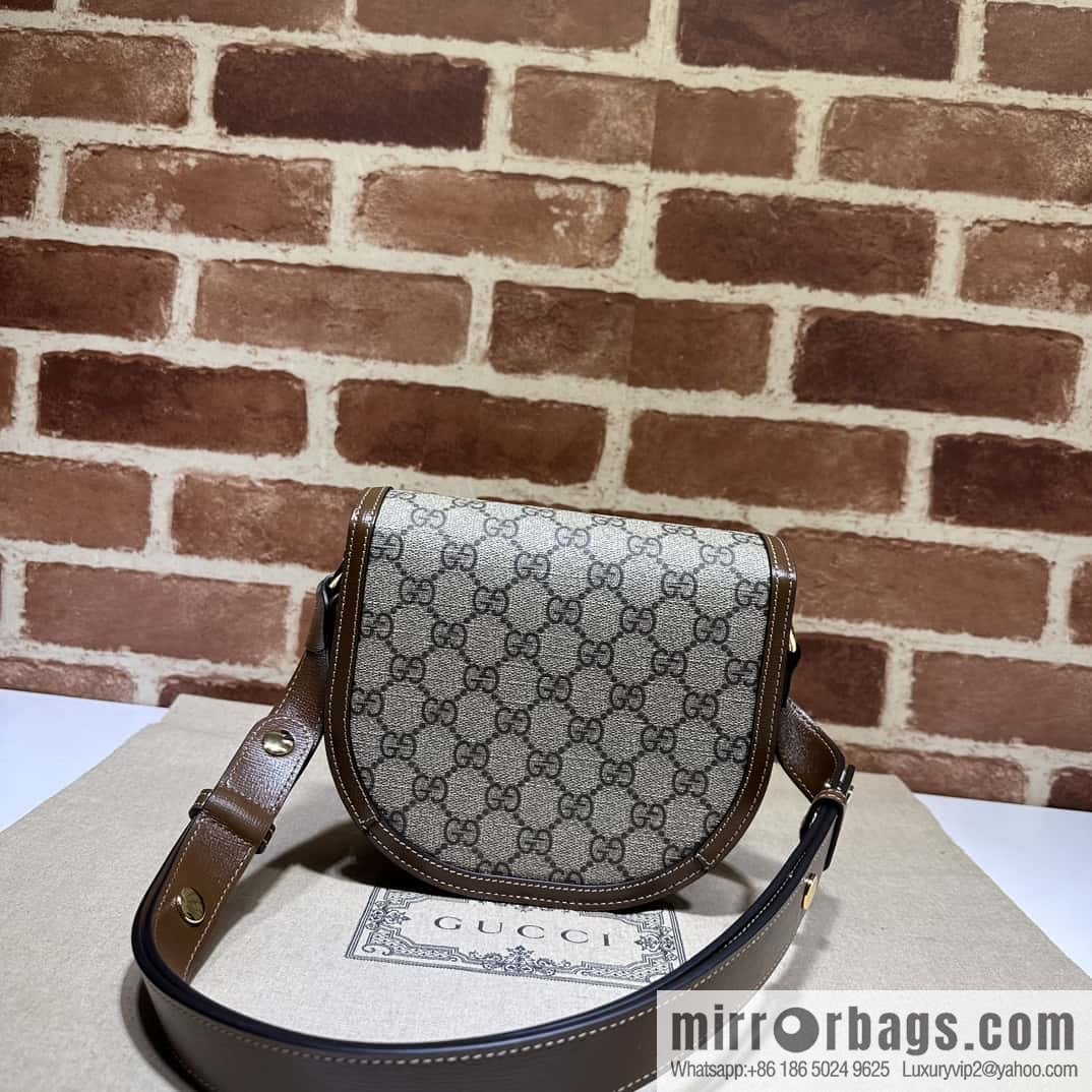 Gucci Horsebit 1955 series mini semi-circular handbag 760191 brown