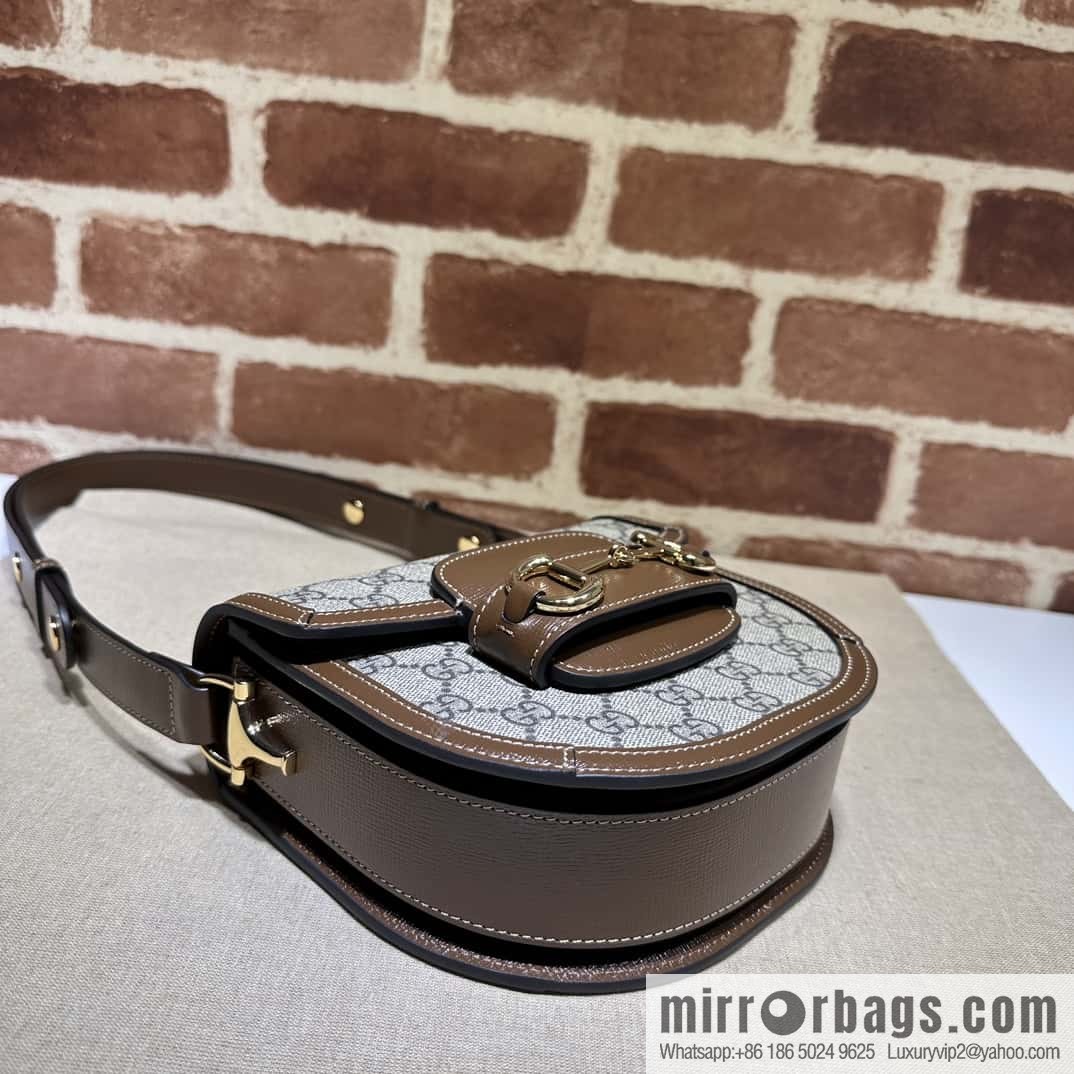 Gucci Horsebit 1955 series mini semi-circular handbag 760191 brown