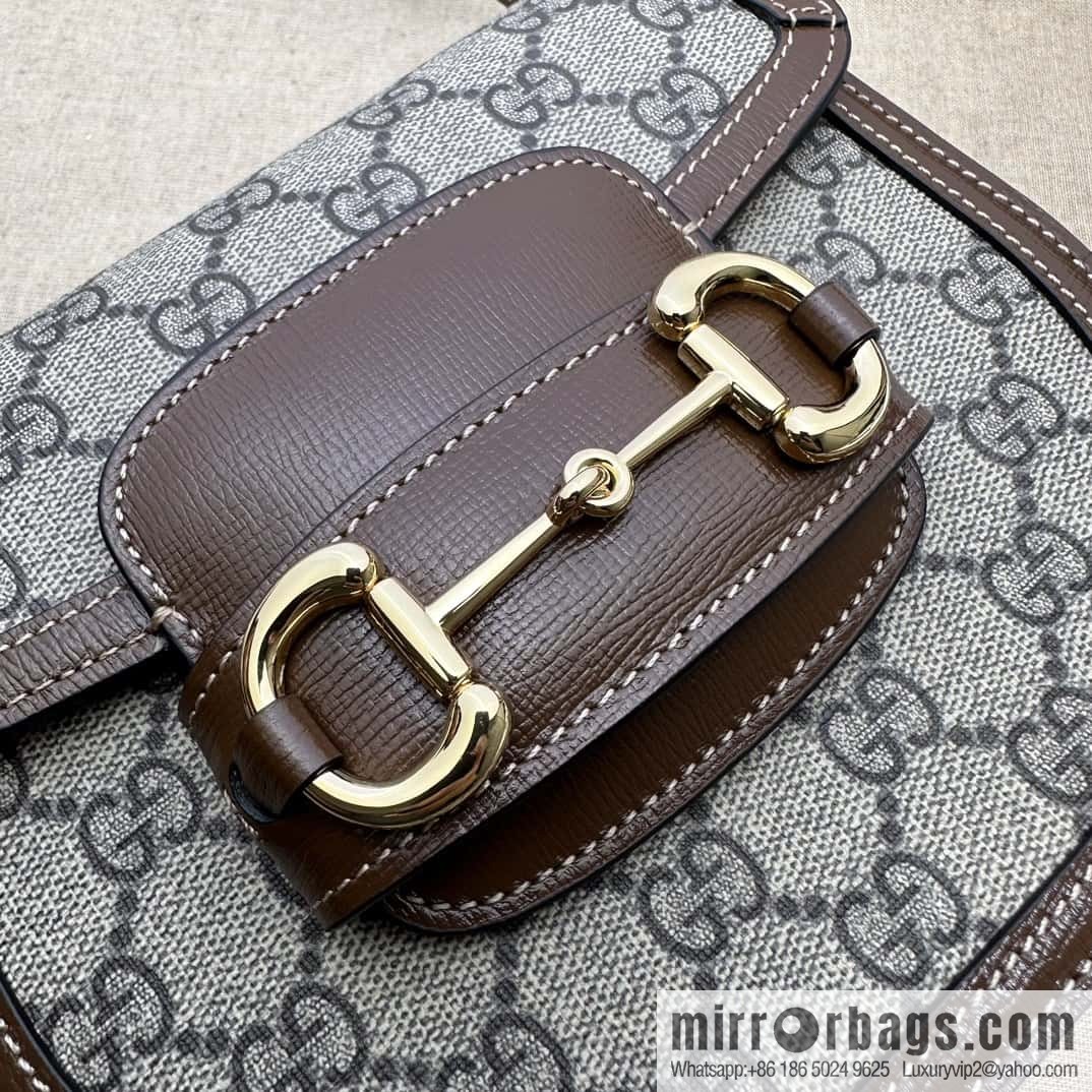 Gucci Horsebit 1955 series mini semi-circular handbag 760191 brown