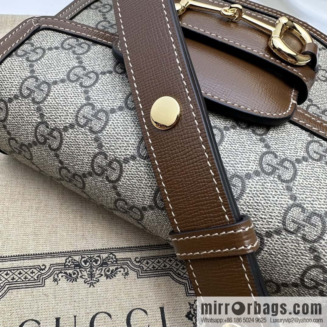 Gucci Horsebit 1955 series mini semi-circular handbag 760191 brown