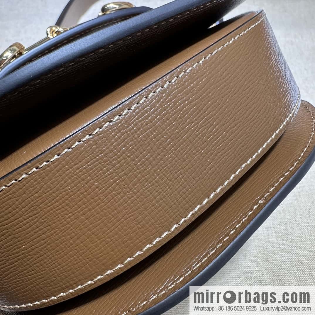 Gucci Horsebit 1955 series mini semi-circular handbag 760191 brown