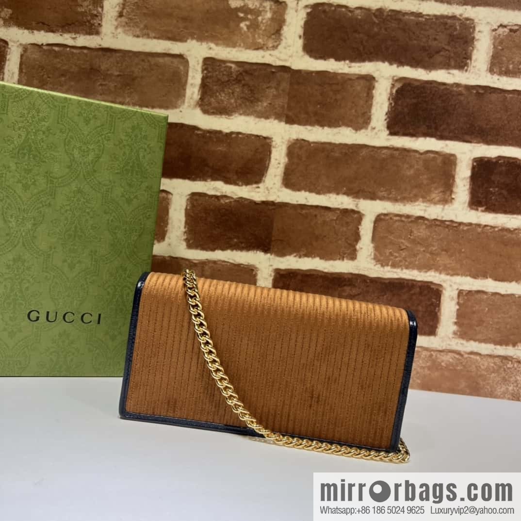 Gucci Horsebit 1955 series chain bag 621892 brown corduroy