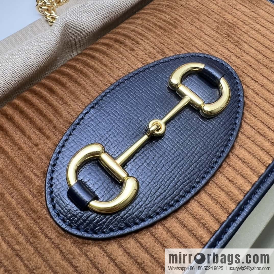 Gucci Horsebit 1955 series chain bag 621892 brown corduroy