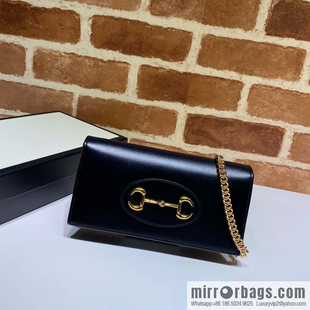 Gucci Horsebit 1955 series chain bag 621892 black leather
