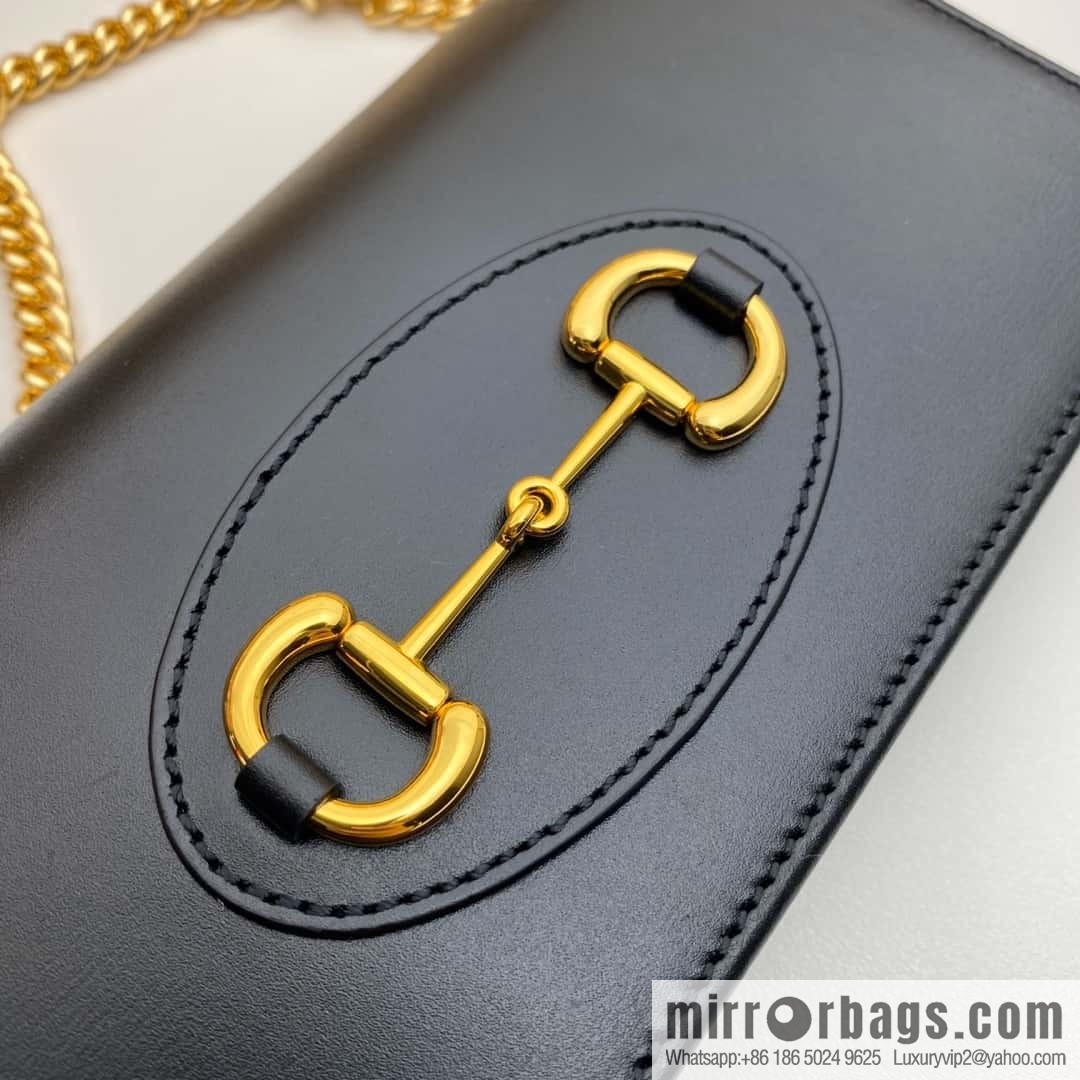 Gucci Horsebit 1955 series chain bag 621892 black leather