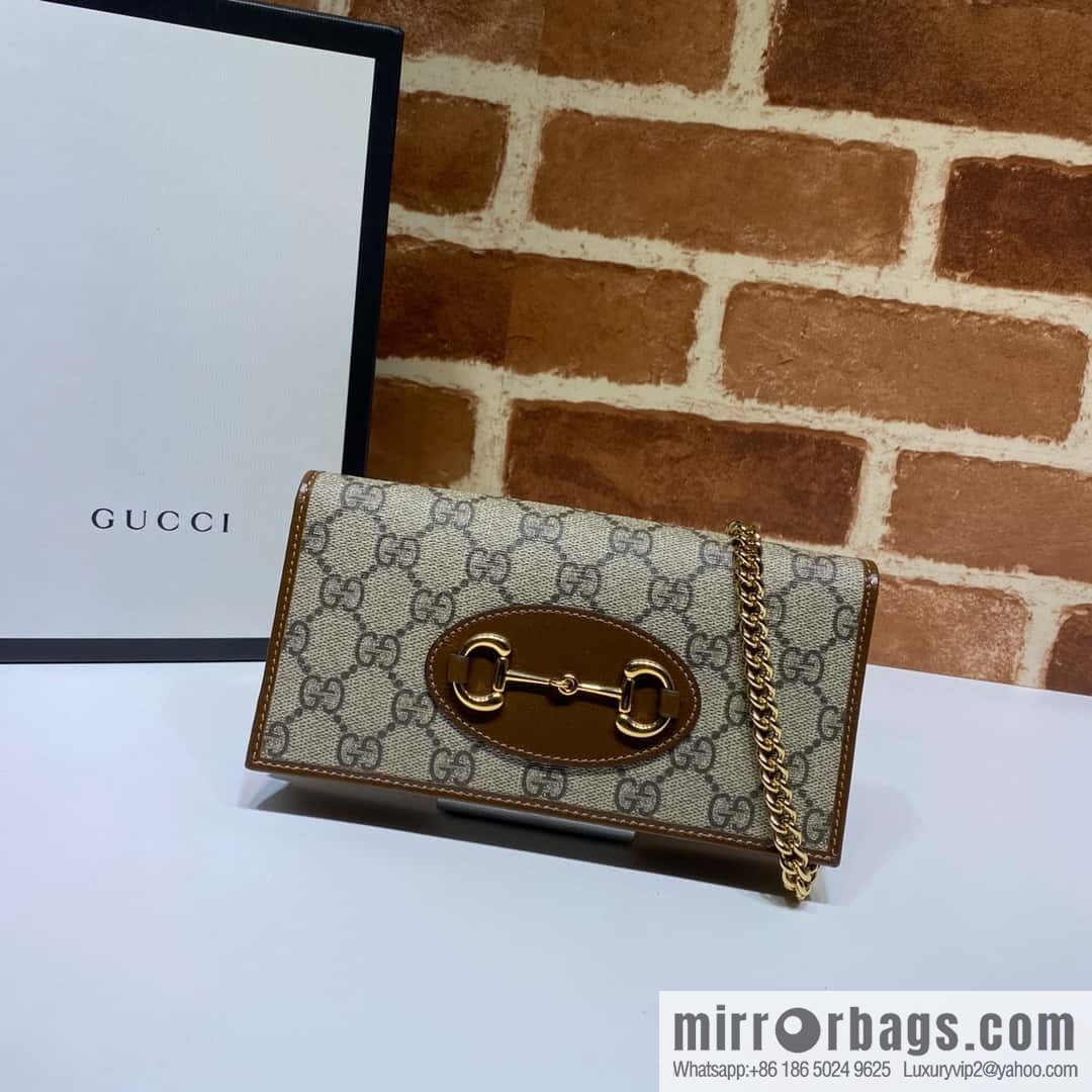 Gucci Horsebit 1955 series chain bag 621892 brown PVC/brown