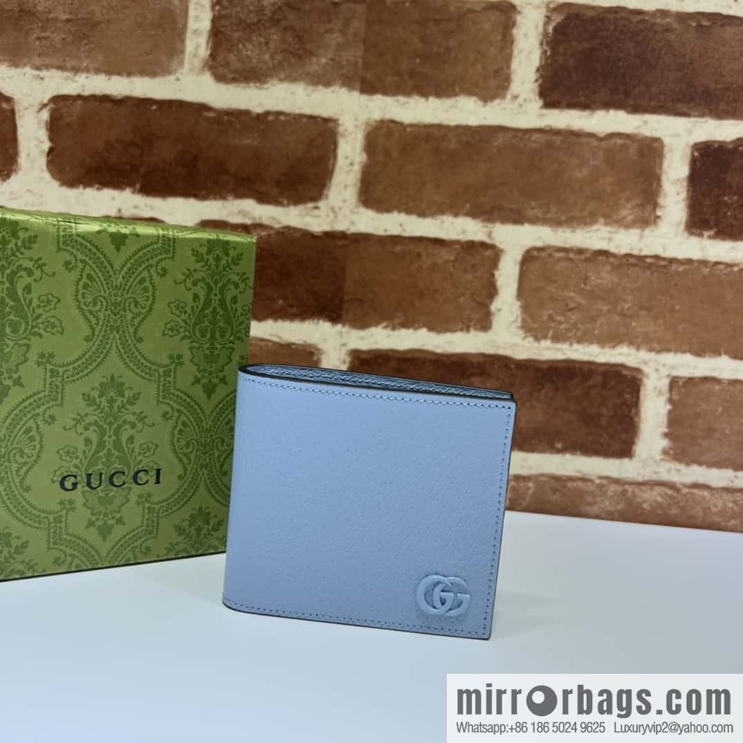 GUCCI GG Marmont series leather (fabric) double fold wallet 428726 light blue pig pattern/light blue G