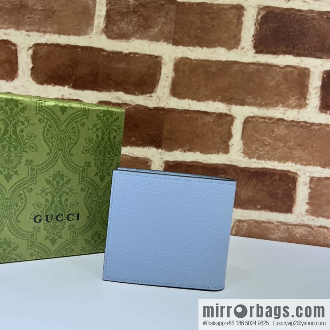 GUCCI GG Marmont series leather (fabric) double fold wallet 428726 light blue pig pattern/light blue G