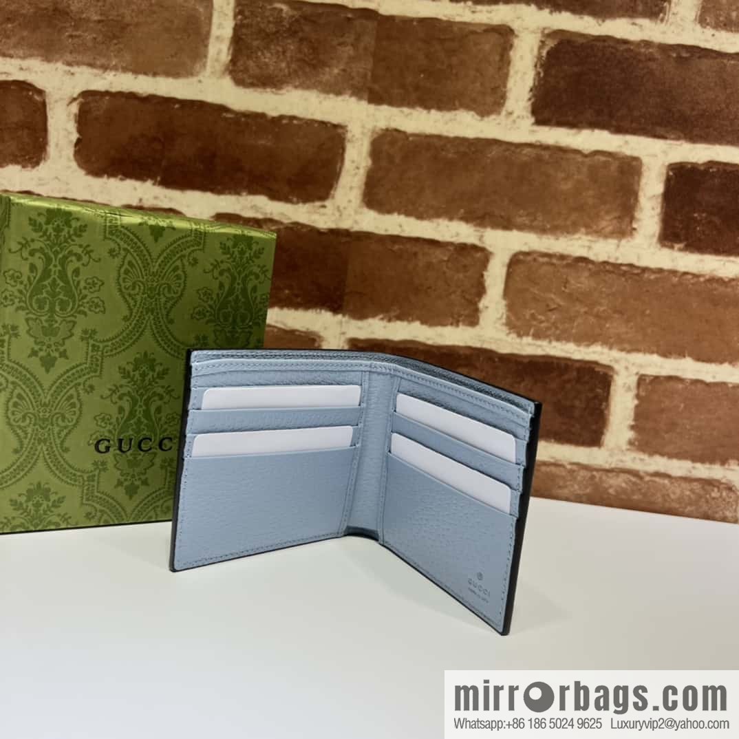 GUCCI GG Marmont series leather (fabric) double fold wallet 428726 light blue pig pattern/light blue G