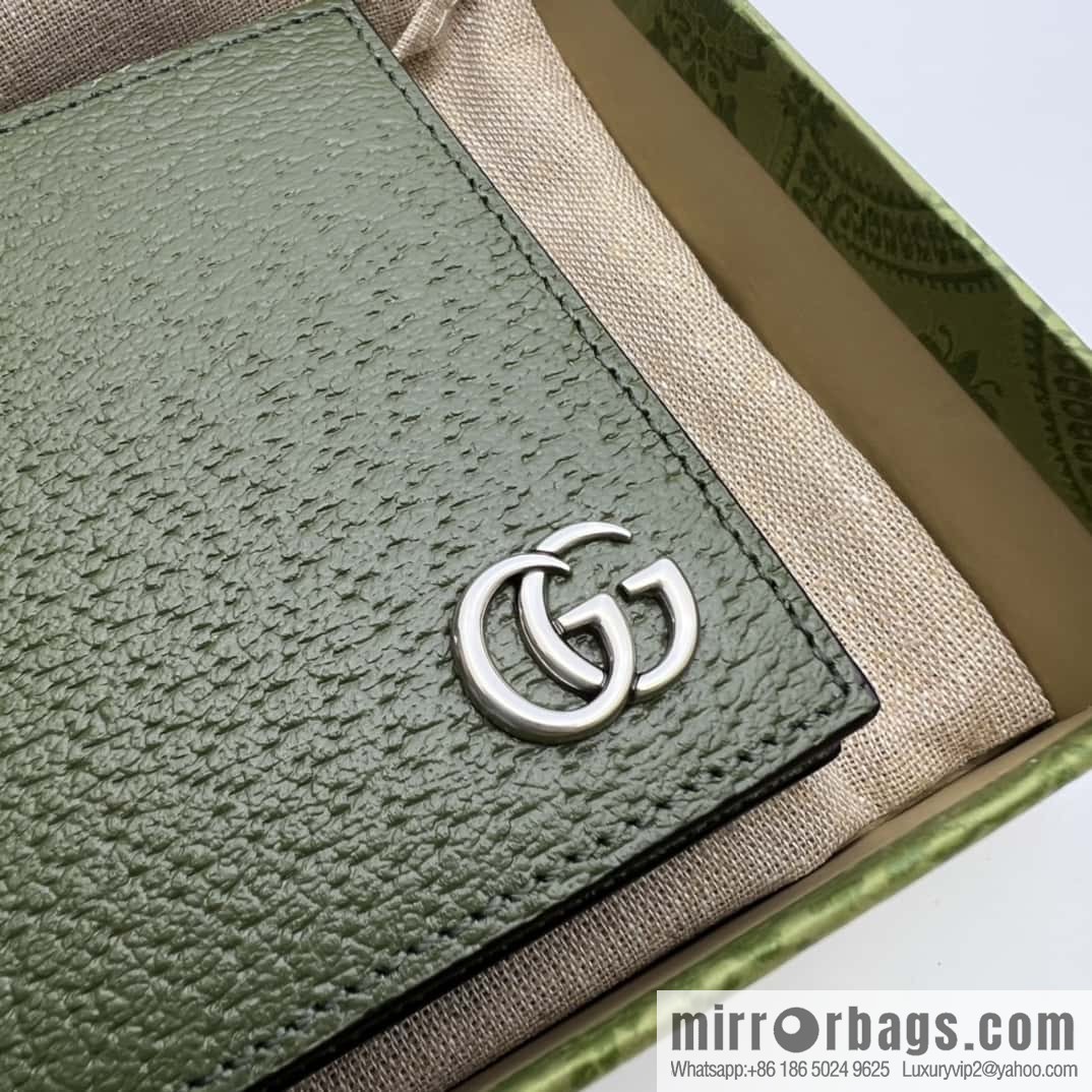GUCCI GG Marmont series leather (fabric) double fold wallet 428726 army green pig pattern