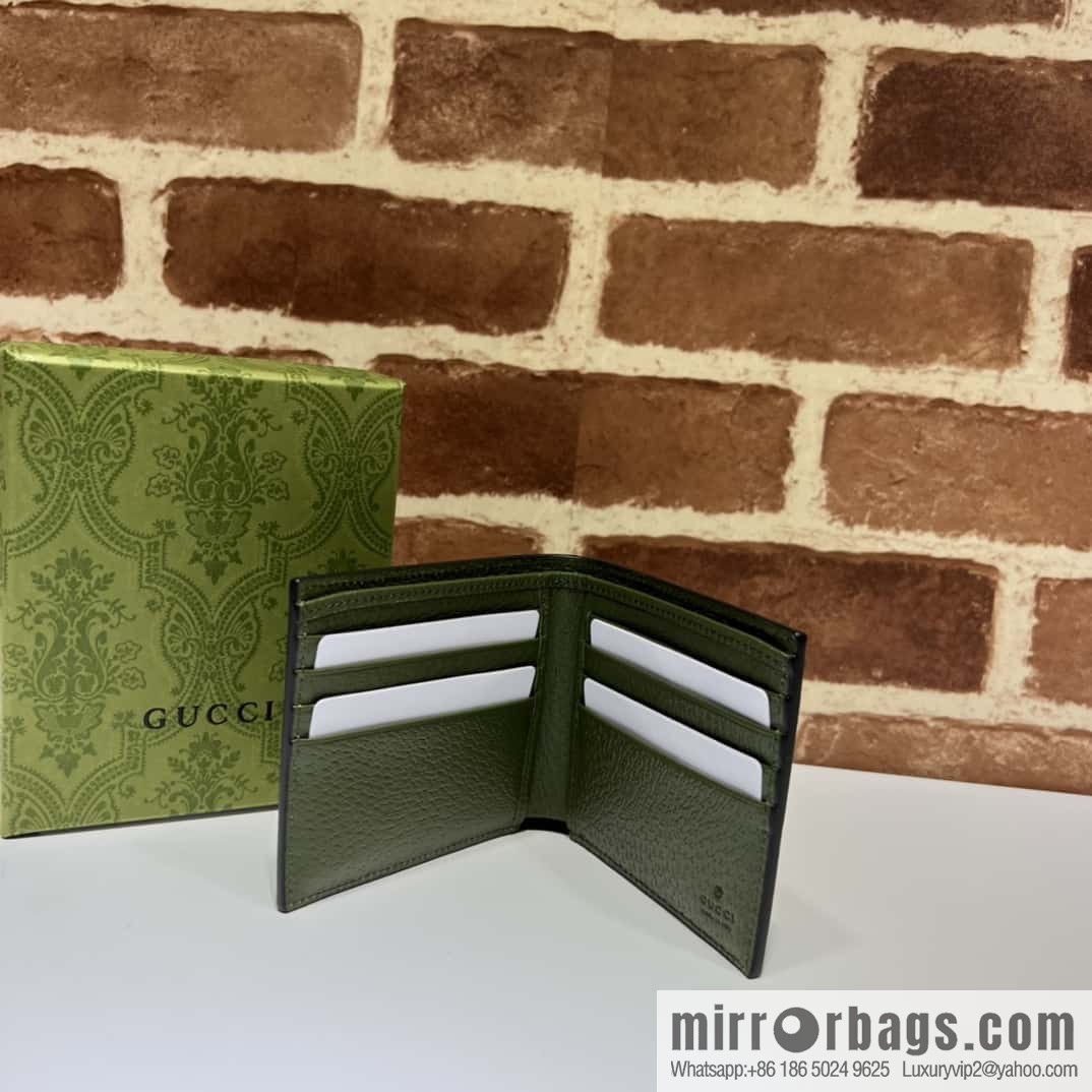 GUCCI GG Marmont series leather (fabric) double fold wallet 428726 army green pig pattern