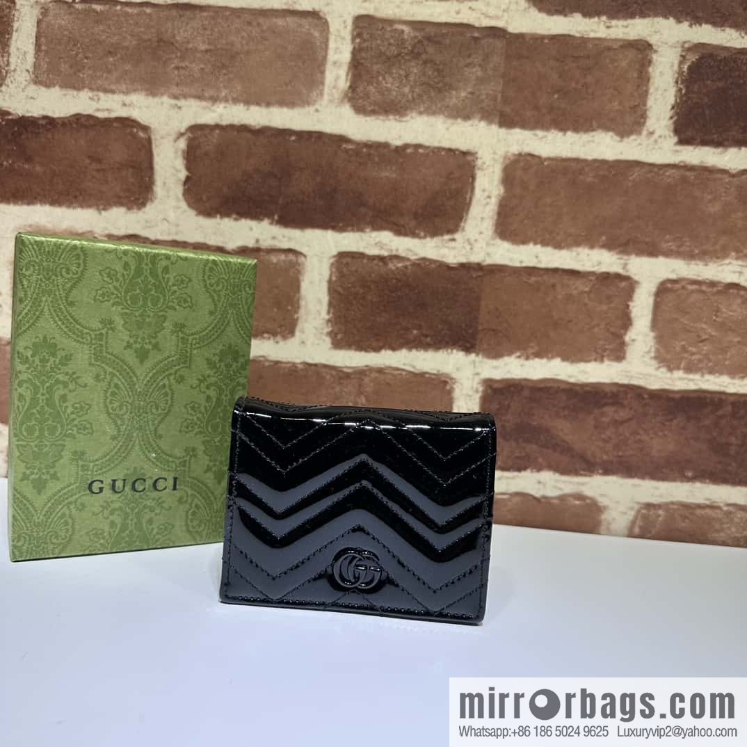 GUCCI GG Marmont series card holder 466492 gr patent leather