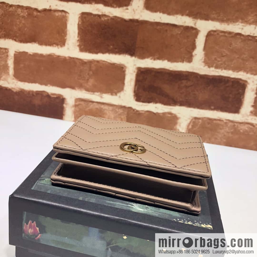 GUCCI GG Marmont series card holder 466492 milk tea