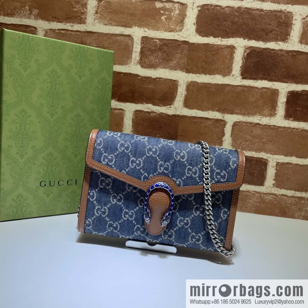 GUCCI Dionysus series mini chain strap handbag 401231 blue denim