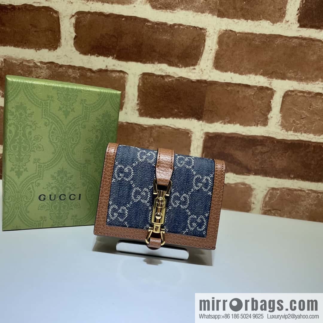 GUCCI Jackie 1961 series card holder 645536 blue denim