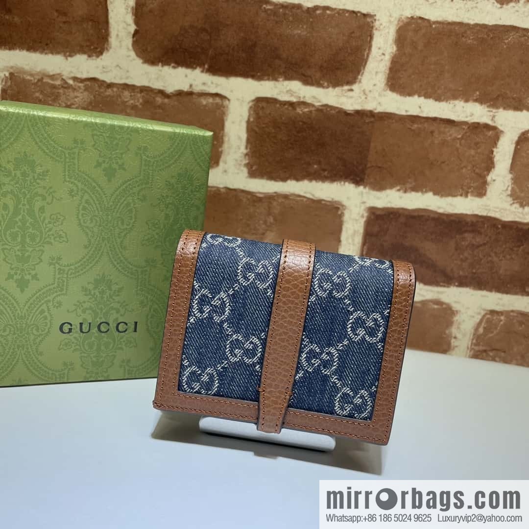 GUCCI Jackie 1961 series card holder 645536 blue denim