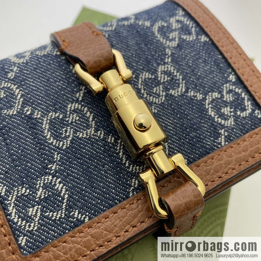 GUCCI Jackie 1961 series card holder 645536 blue denim