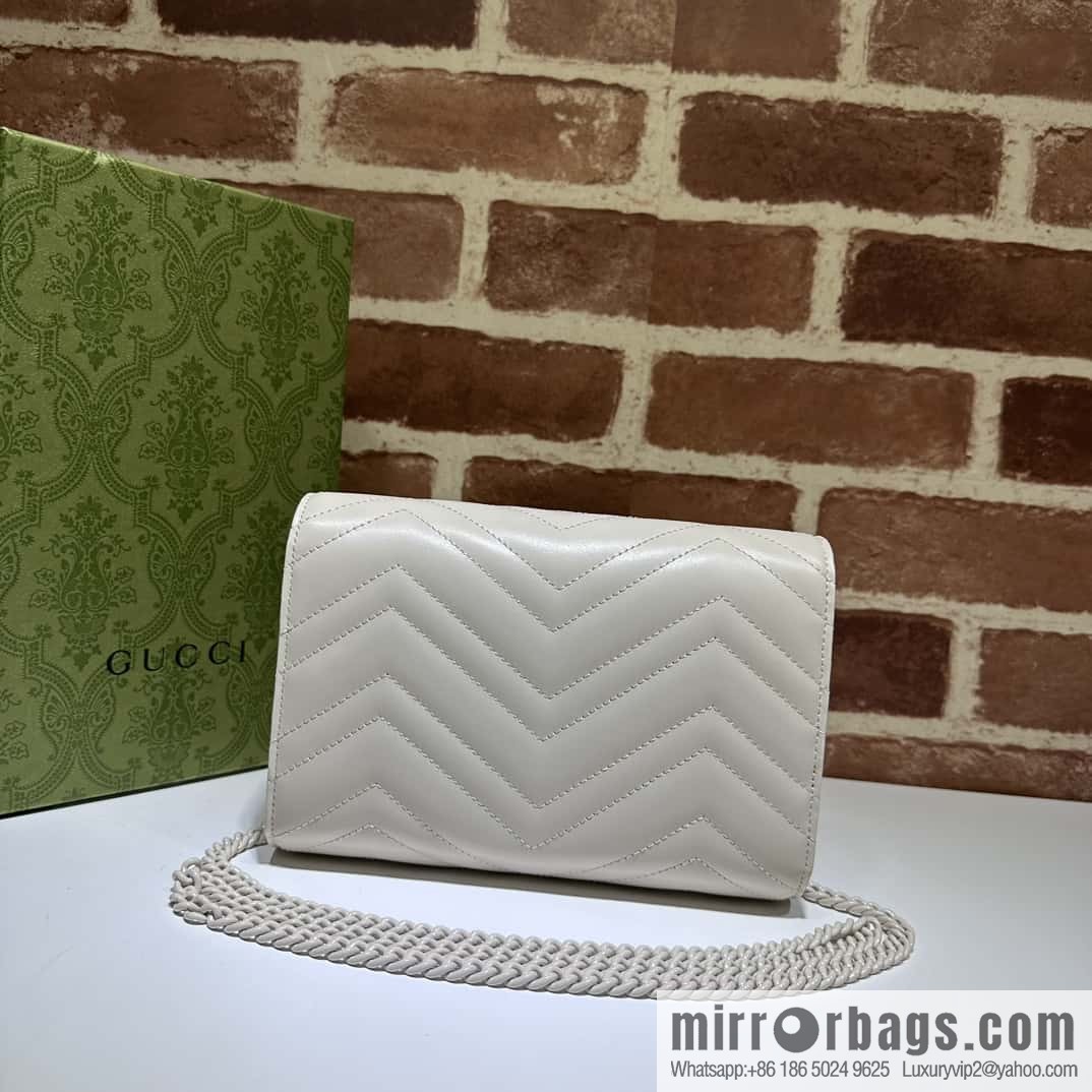 GUCCI GG Marmont series quilted mini handbag 474575 white leather/white G