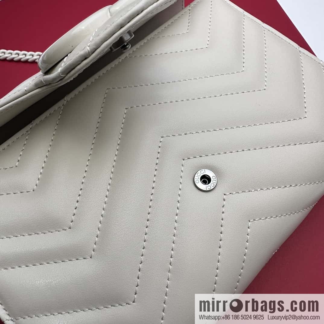 GUCCI GG Marmont series quilted mini handbag 474575 white leather/white G