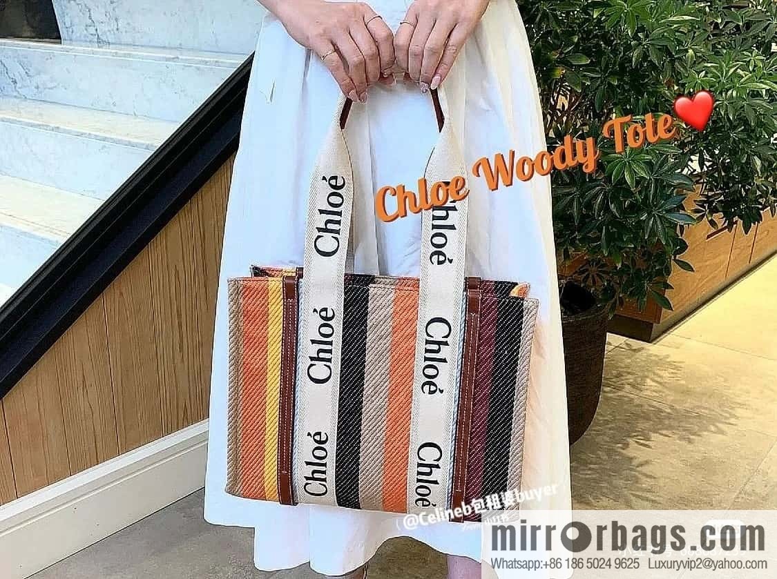 Chloe Rainbow 🌈 Woody Tote Bag, Medium 37CM