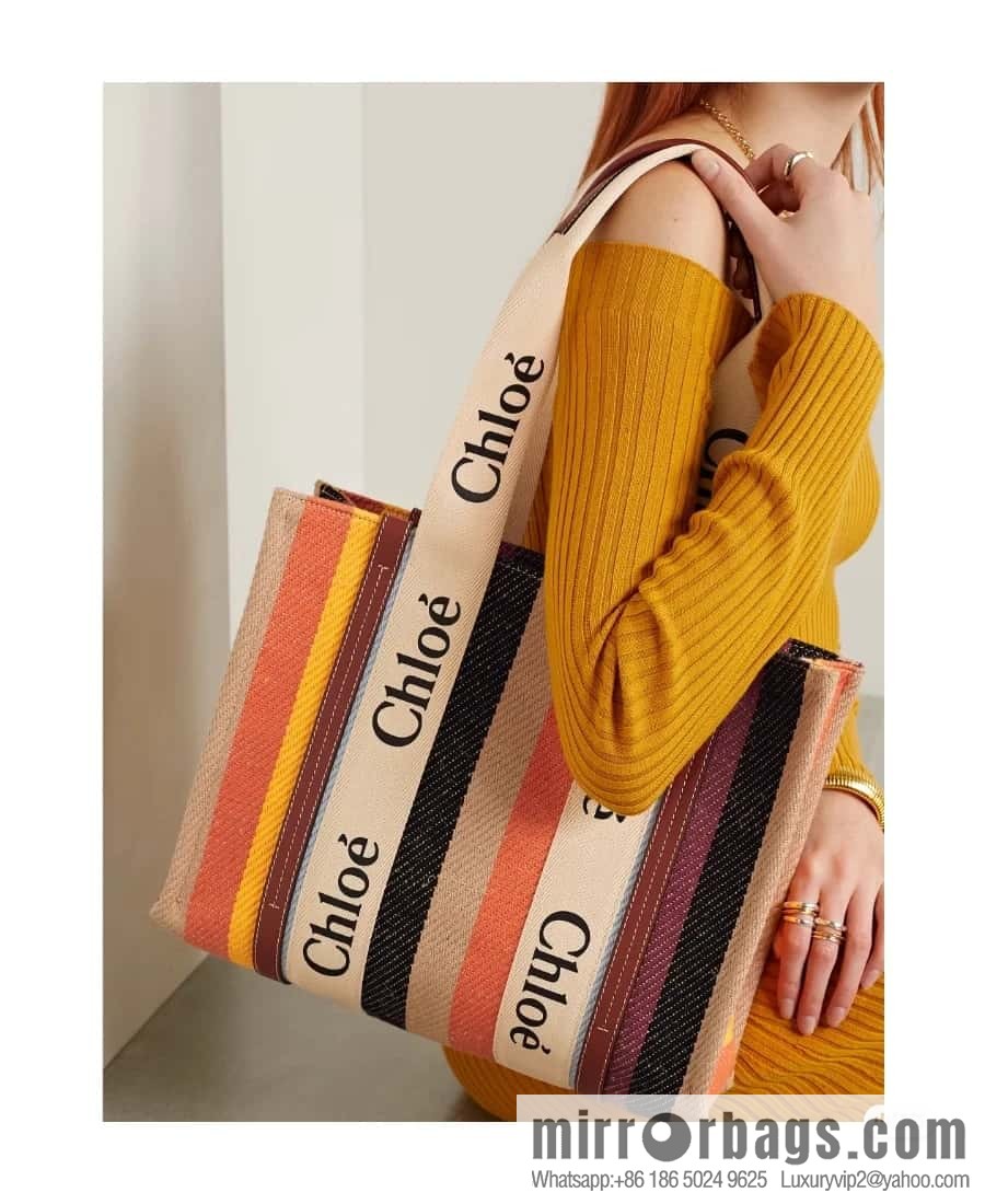 Chloe Rainbow 🌈 Woody Tote Bag, Medium 37CM