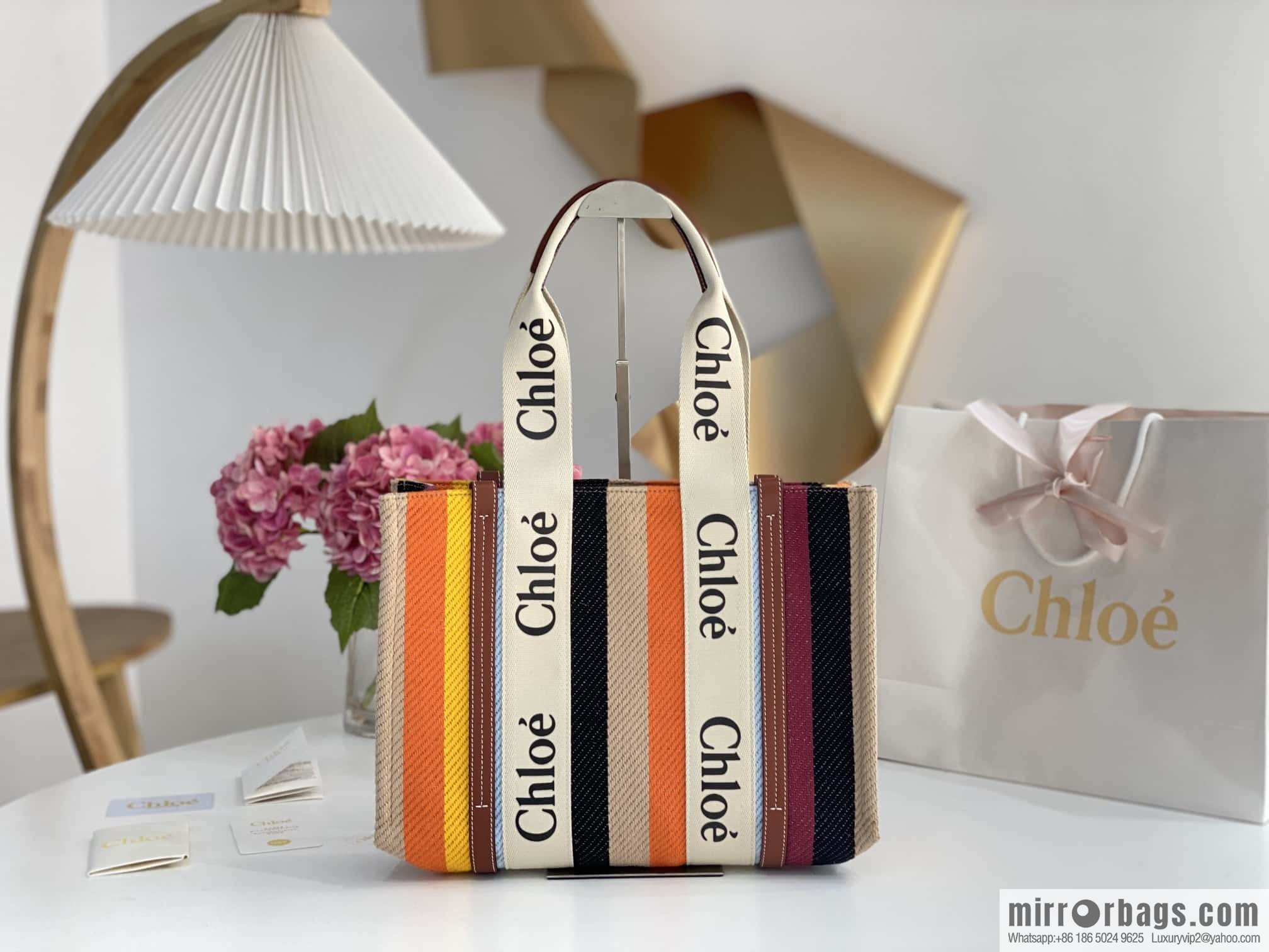 Chloe Rainbow 🌈 Woody Tote Bag, Medium 37CM