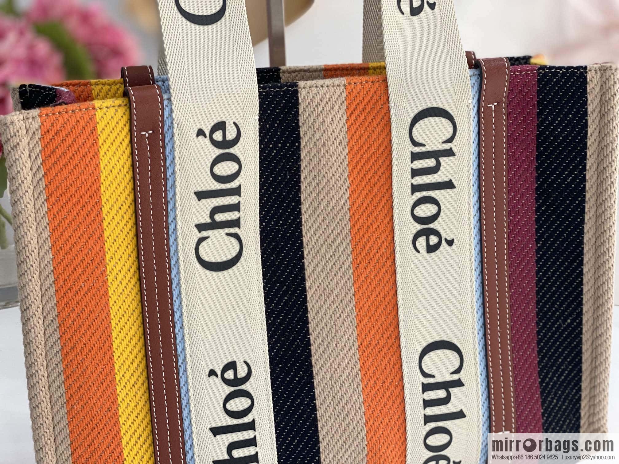 Chloe Rainbow 🌈 Woody Tote Bag, Medium 37CM
