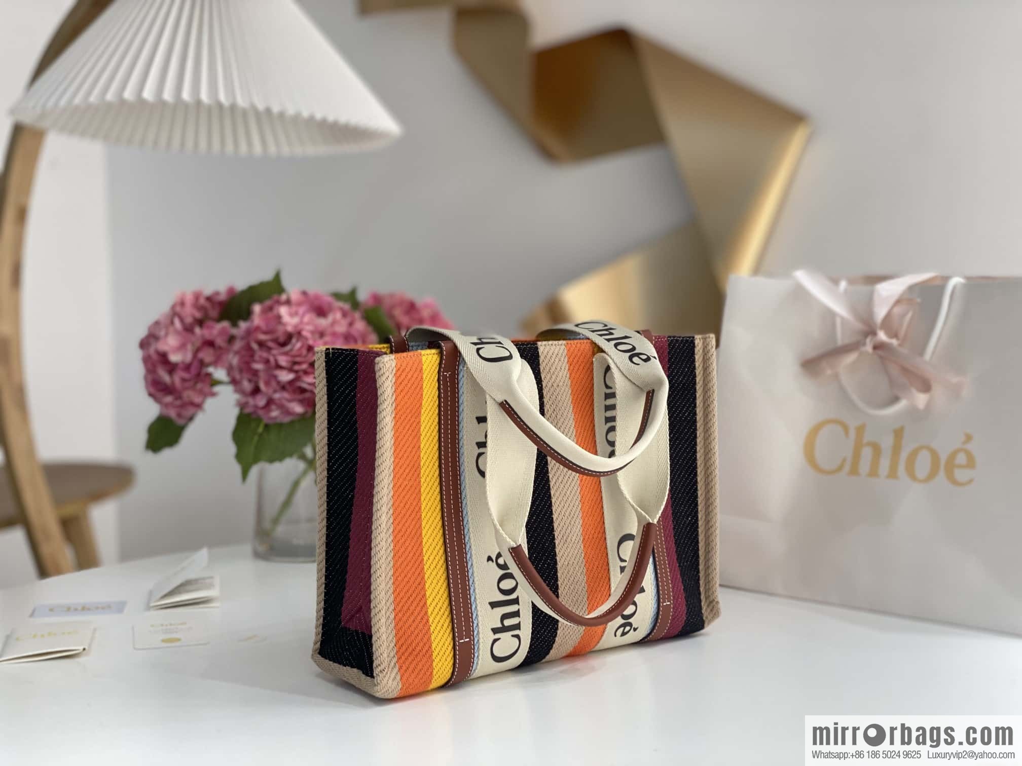 Chloe Rainbow 🌈 Woody Tote Bag, Medium 37CM