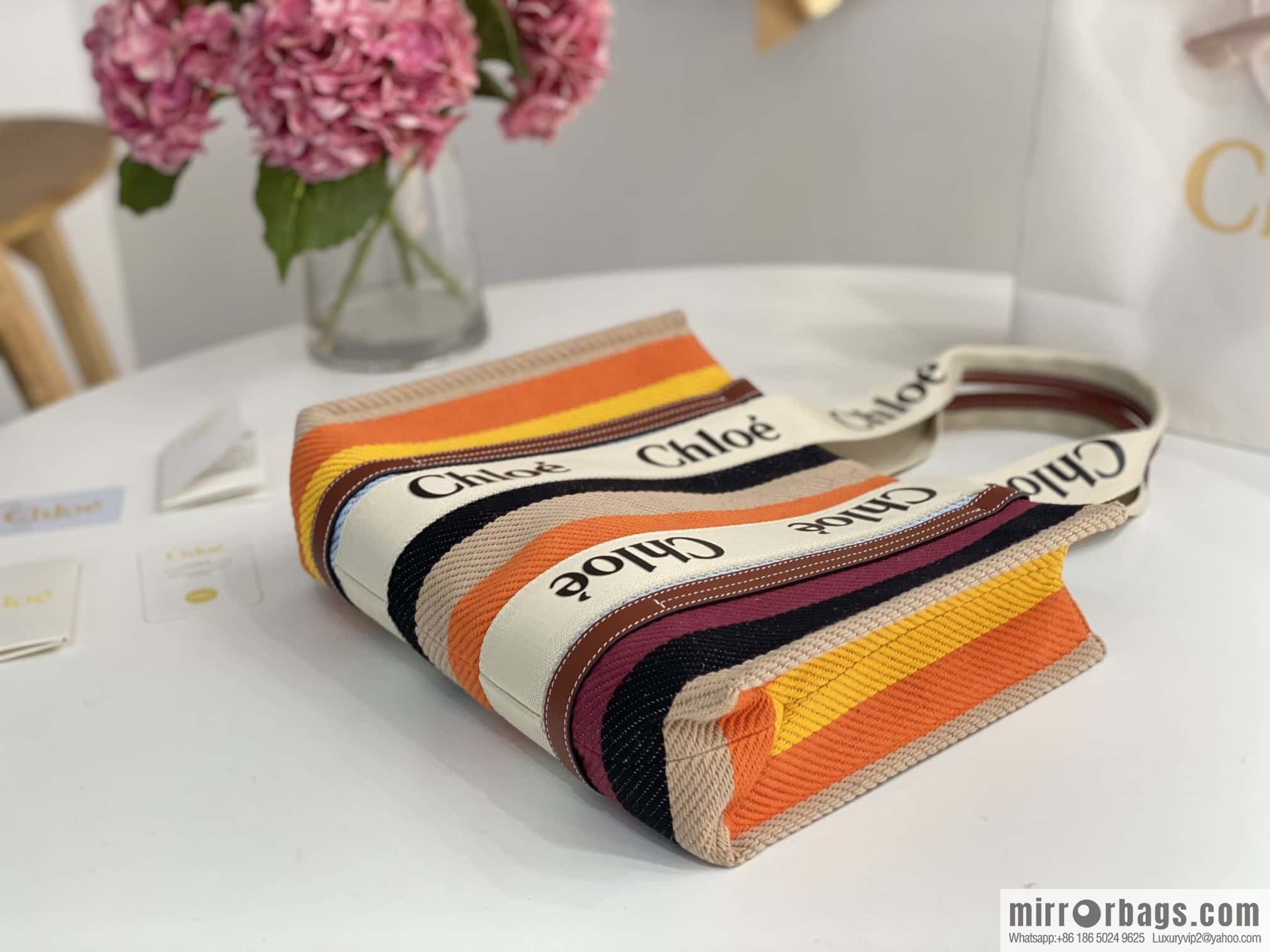 Chloe Rainbow 🌈 Woody Tote Bag, Medium 37CM