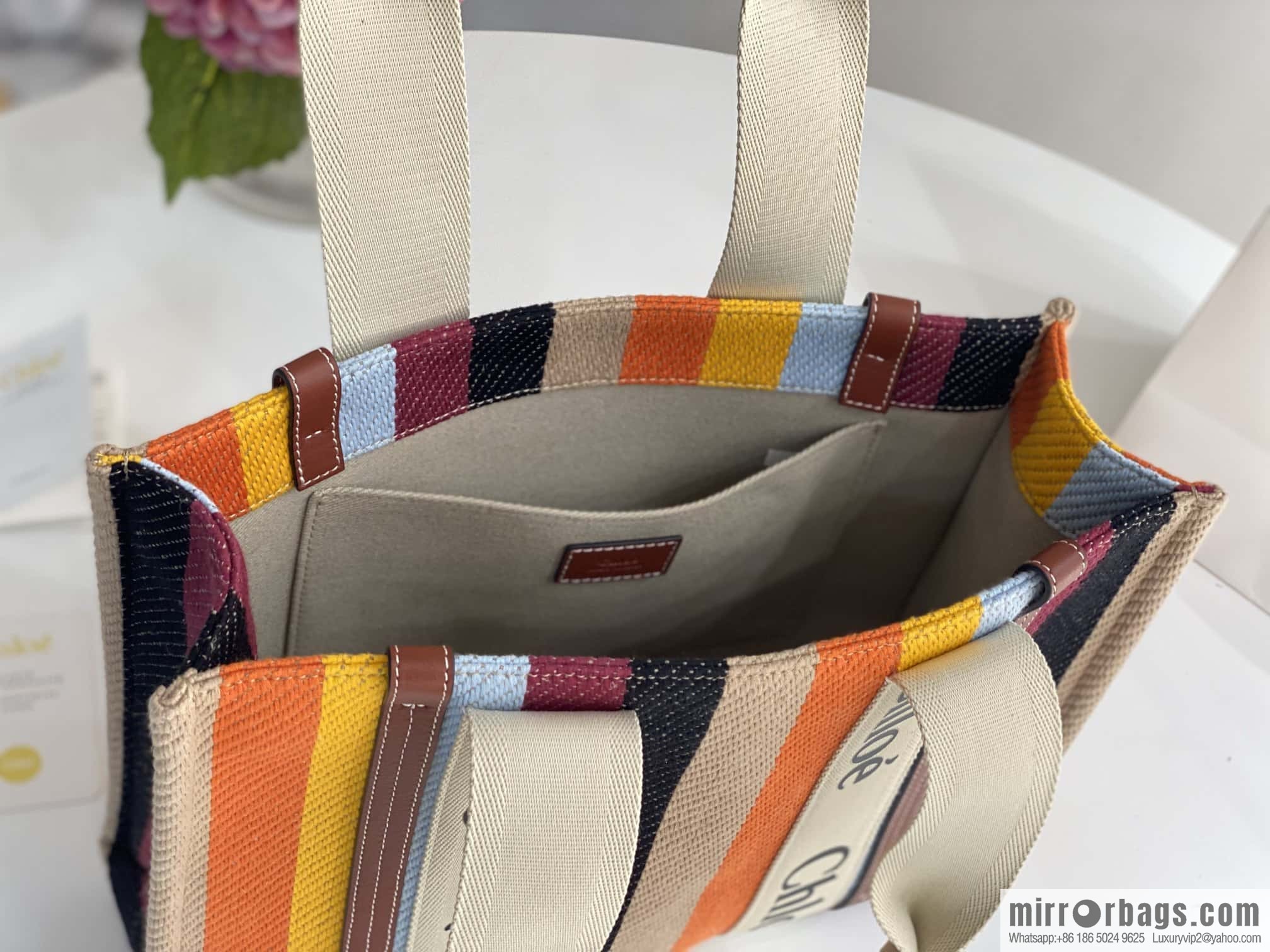 Chloe Rainbow 🌈 Woody Tote Bag, Medium 37CM