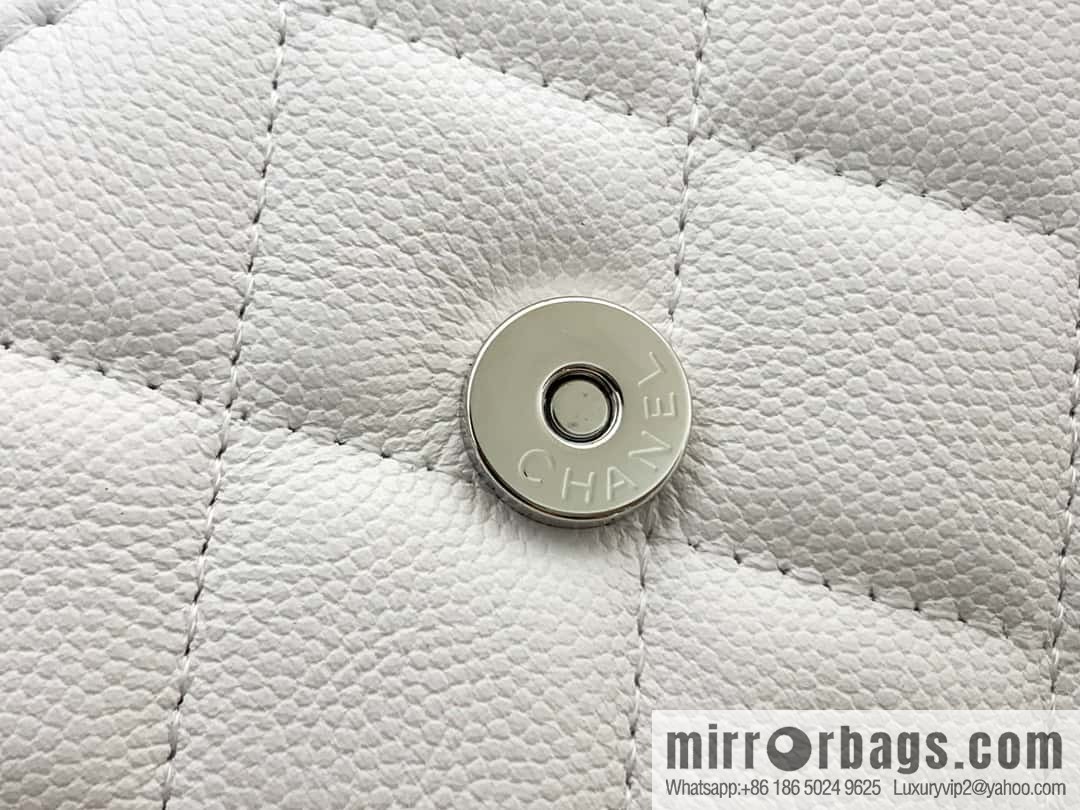CHANEL 2022cc spring/summer collection, enamel handle small satchel AP2758 white