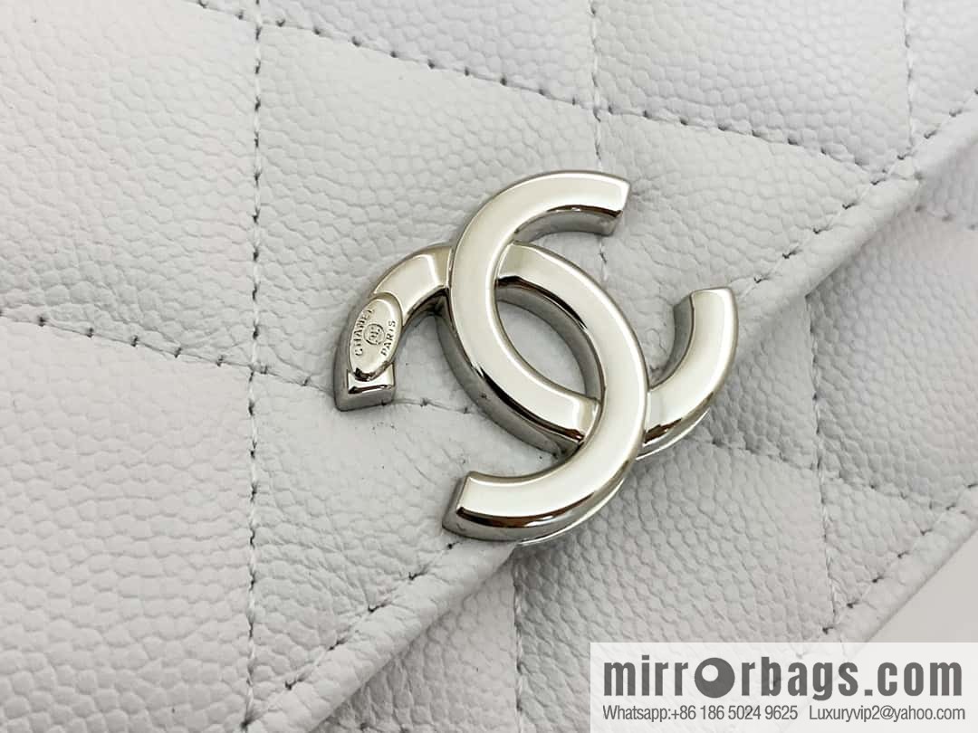 CHANEL 2022cc spring/summer collection, enamel handle small satchel AP2758 white