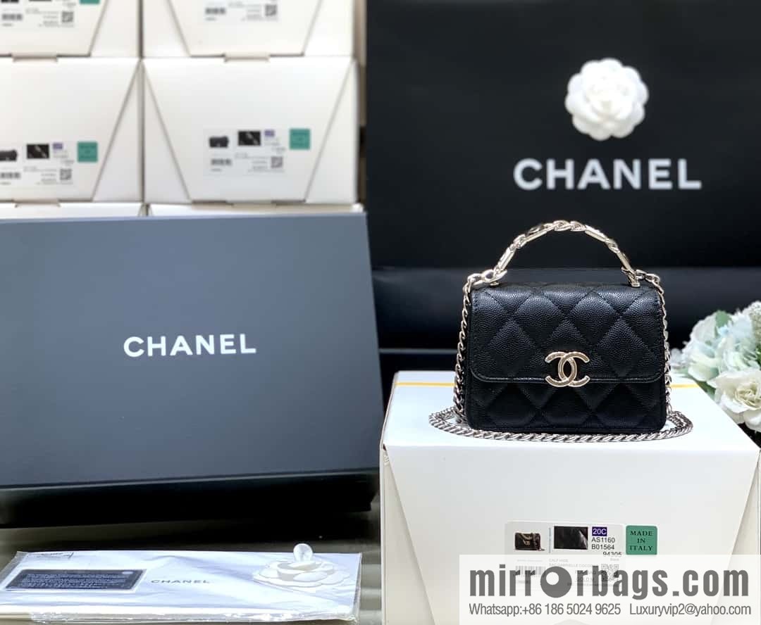 CHANEL 2022cc spring/summer collection, enamel handle small satchel AP2758 black