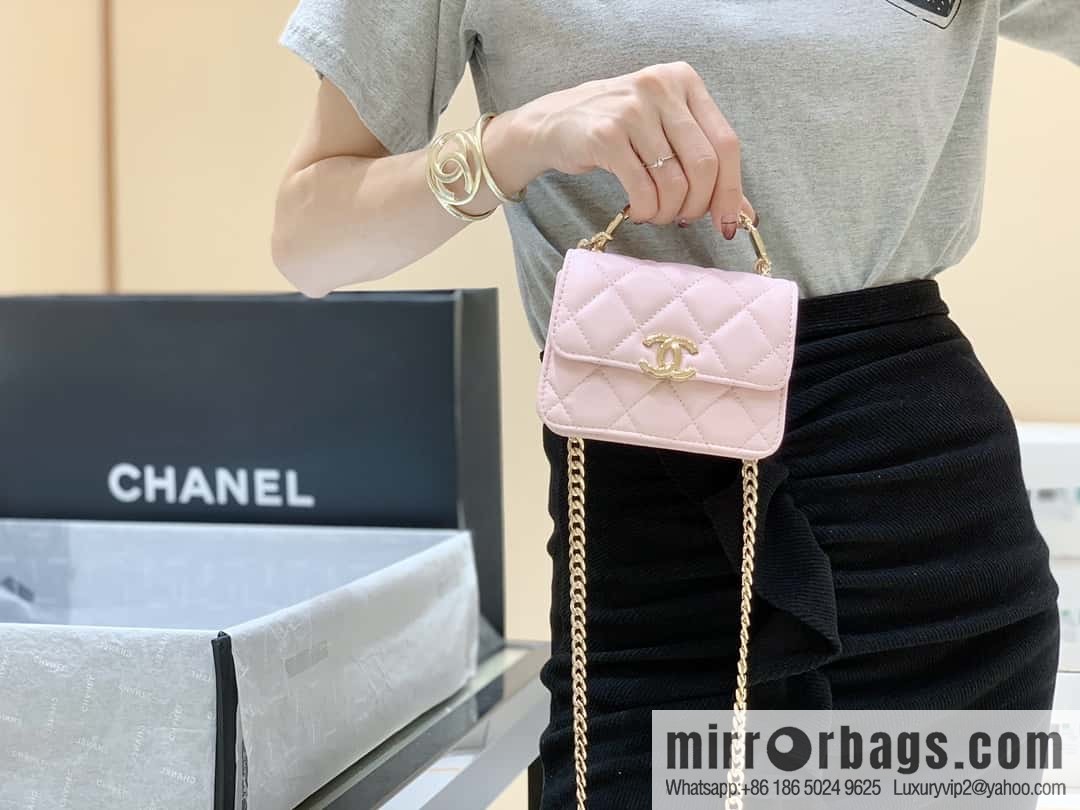 CHANEL 2022cc spring/summer collection, enamel handle small satchel AP2758 pink