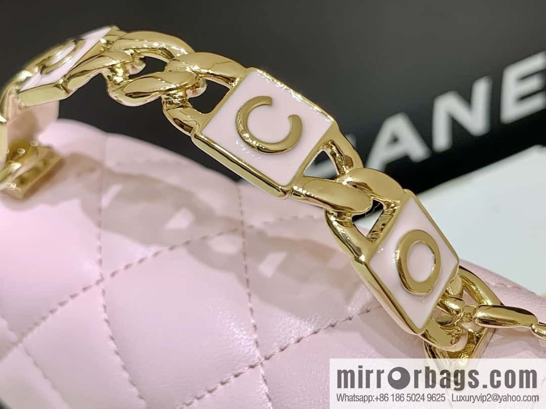 CHANEL 2022cc spring/summer collection, enamel handle small satchel AP2758 pink
