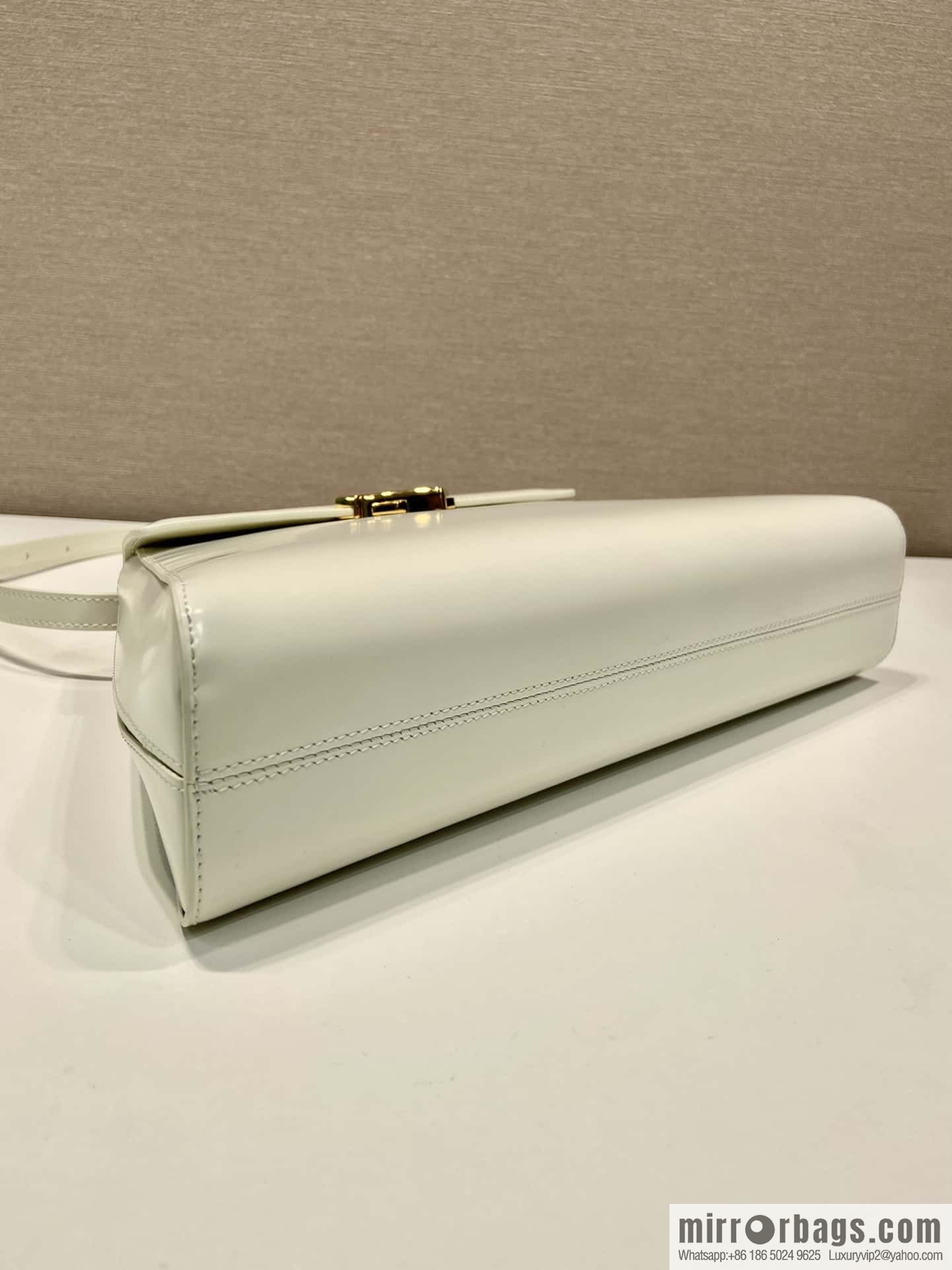 PRADA imported glossy calfskin shoulder bag 1BD342 white