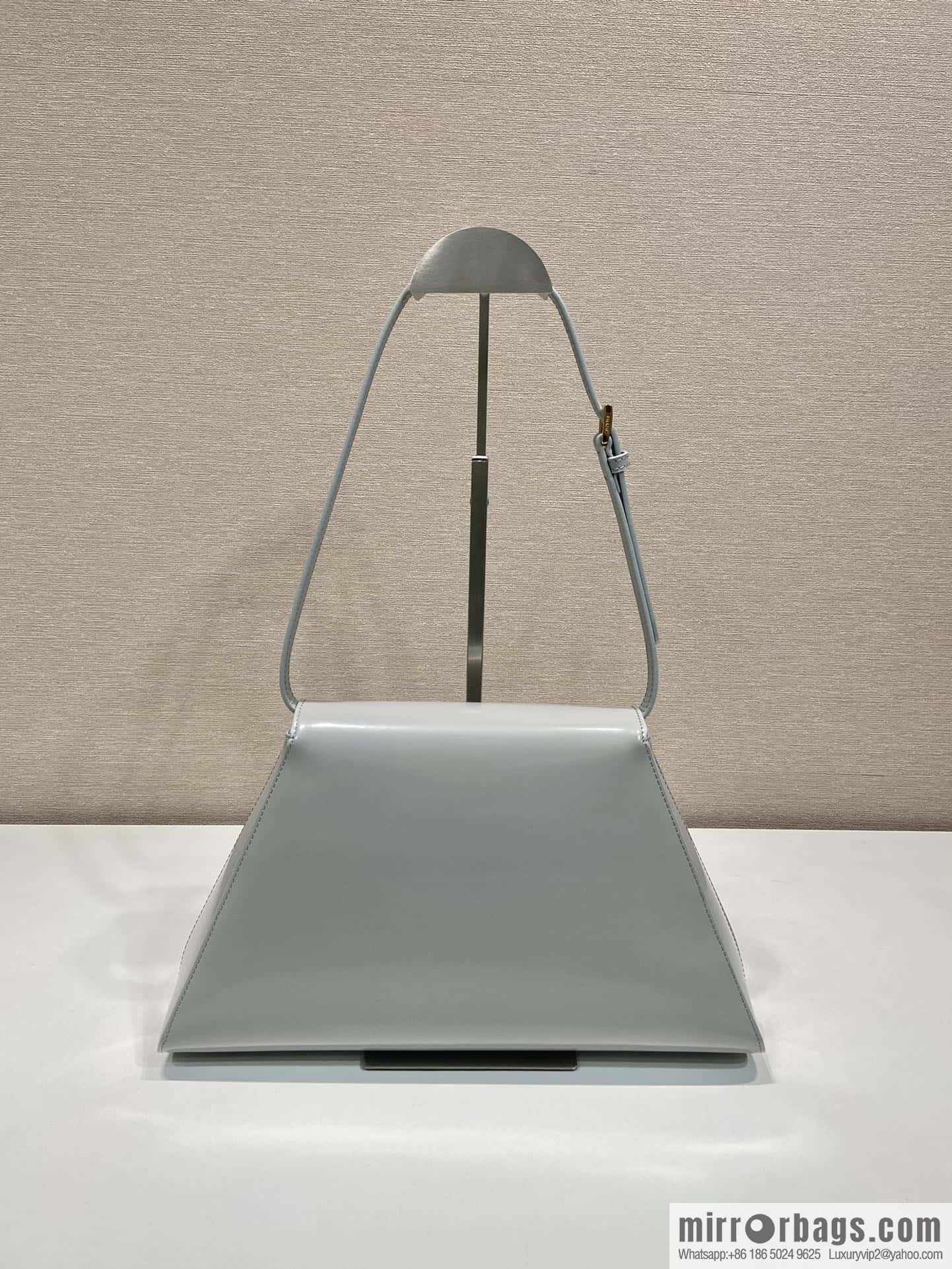 PRADA imported glossy calfskin shoulder bag 1BD342 gray